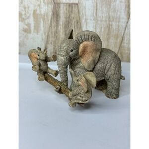 TUSKERS Rise n Fall Elephant Family Figurine 90896 Trunk Branch Sculpture